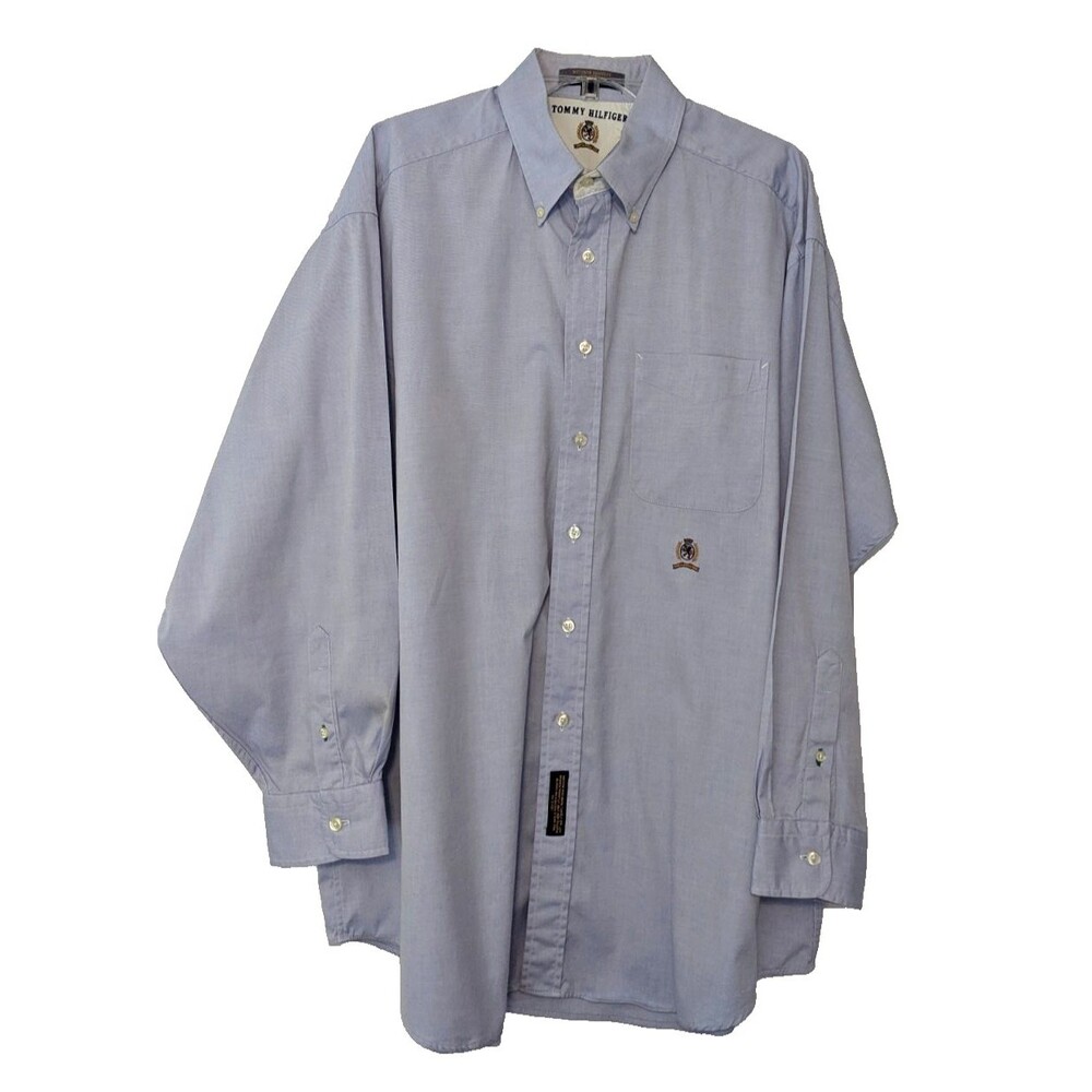 VTG 90's Tommy Hilfiger Lion Crest Oxford Men's 17.5 x 34 Button Down Old Money
